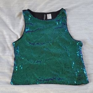 Teal Sequence Crop Top